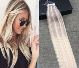 Balayage Color 16 24インチの接着剤皮膚Weft PU Tape in Human Hair Extensions Brazilian Remy Hair to USA1024790