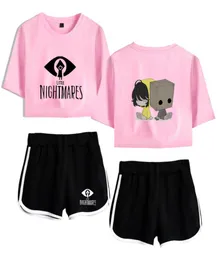 Летние женские комплекты Little Nightmares 2, укороченный топ с короткими рукавами, шорты, спортивные костюмы, женские спортивные костюмы, наряды из двух предметов Streetw2373750