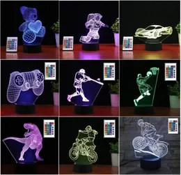 3D led lights Remote Control 16 Color Changing Touch Night Light Acrylic Plates Multi Shape optical illusion Base lamp Atmosphere 1250682