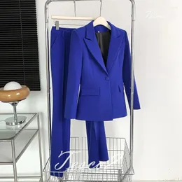 Dwuczęściowe spodnie kobiet Tesco Panti Suit Blazer Blazer Suit Flare Solid Casual Office Dame Fils 2 for Conjunto Femininos