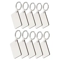 10pcs DIY Rectangle White Blank MDF Key Chain Fashion OEM Sublimation Wooden Key Rings For Heat Press Transfer Jewlery New277f