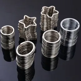 30mm ila 35mm yuvarlak kalp yıldızı anahtar halkaları 100pcs metal anahtar tutucu bölünmüş anahtar zincir konnektör arabası çanta diy anahtarlık aksesuarları T20214U