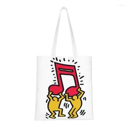 Shopping Bags Custom Human Art Canvas Women Reusable Grocery Abstract Geometric Haring Keiths Shopper Tote
