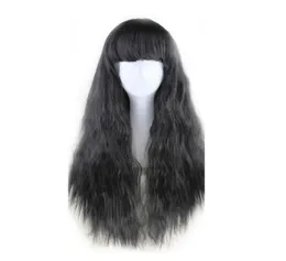 WoodFestival кукурузный парик из пушистого волокна, женские натуральные парики, курчавые вьющиеся волосы, термостойкий длинный парик, косплей, черный, бордовый, коричневый1166810