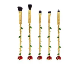 5pcsset Makeup Brushes Kits Rose Flower Shape Make Up Foundation Cosmetic Flowers Brushes for Eyes packaged by OPP Bag 4291519