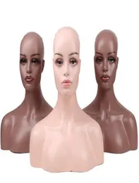 Weiblicher realistischer Fiberglas-Dummy-Mannequin-Kopf, Büste für Spitzenperücken, Display-Make-up, doppelte Schulter, Modellkopf 1605807