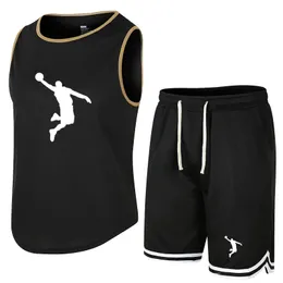 Men's Tracksuits Summer Sleeveless Vest Sports Shorts Set Breathable Pants Fitness Competition Training Basketball Suit Foreign T Shirt