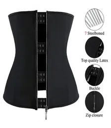 Lateksyjna talia gorset cincher odchudzanie body z 7 stalowymi kościami zamykania haczyka zamka podwójna kontrola brzuch ShapeWear FO6660785