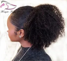 evermagic Afro kinky curly human hair extensions 70120g cling human hair clip in ponytail malaysian remy hair8857394