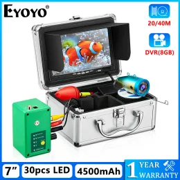Finders eyoyo 휴대용 ​​수중 30 LED 낚시 카메라 키트 지원 DVR 7 인치 모니터 비디오 물고기 탐지기 얼음/바다 낚시 용 1000TVL