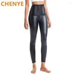 Женские корректирующие брюки для талии, кожаное корректирующее белье, корректирующее белье, искусственные леггинсы для женщин, высокие черные эластичные колготки
