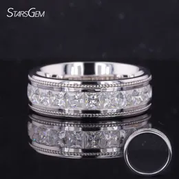 Starsgem Custom Mens Eternity Jewelry D VVS Princess Cut Moissanite 10k Białe Złotne Pierścienie ślubne