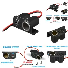 New Ports DC 5V 3.1A Dual USB Built-In Camper Cigarette Port Plug Charger Multi Lighter Socket Adapter Car C4i5 New