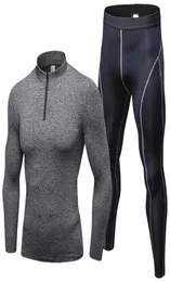 Männer Herbst Frühling Langarm Kleidung Set Laufsport Engen Schnell Trocknend Bodybuilding Fitness Gym Men039s Trainingsanzüge4317119