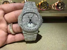 2022 Nuovo esclusivo orologio personalizzato in carbonite testando il vetro zaffiro con movimento automatico ETA da uomo VVS Diamond T di qualità superiore