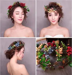 Colorful Fruit Mori Style Headpieces for Bridal Vintage Wedding Accessories Boho Summer Beach Girls Hairpins chapeau mariee1245663