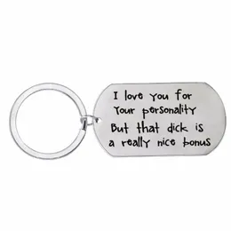 Keychains 12pc Lot I Love You Keychain Dog Tag Rostless Steel Keyring For Par Girlfriend Bilyfriend fru Make Key Chain Funn2092