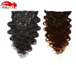 Hannah Brazilian Clip in Human Hair Extensions Body Wave Clip Ins For Black Women 7pieces Set Brasiliansk hårklipp i Extension1786957