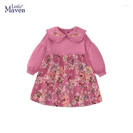 Vestidos da menina pequeno maven outono bebê meninas crianças roupas dos desenhos animados bordado flores vestido de princesa primavera