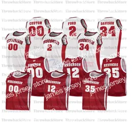 College Baseball Wears Custom Wisconsin Badgers College Basketball Jerseys 23 King 32 Joe Hedstrom 2 Aleem Ford 1 Brevin Pritzl 3 5660737