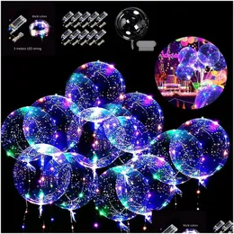 Украшение вечеринки Colorf 18-дюймовый светодиодный воздушный шар Светящиеся рождественские свадебные принадлежности Общежитие Прозрачный пузырь День рождения Свет гирлянды Dhulb