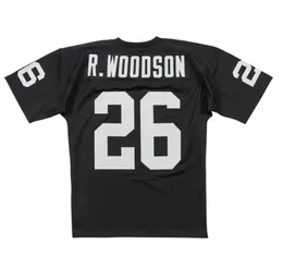 Stitched Football Jersey 26 Rod Woodson 2002 Black Mesh Retro Rugby Jerseys Män kvinnor och ungdom S-6XL