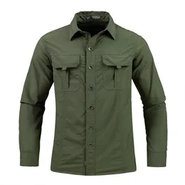 Camicie a maniche lunghe cargo nero verde per uomo Design primavera autunno Marca Oversize 4XL 5XL Abbigliamento militare Camicetta casual 230226