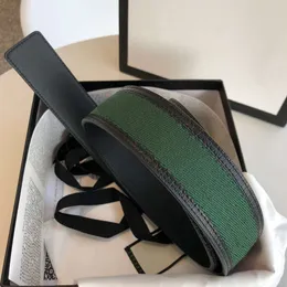 Hot Best Quality Green and Red Web with Black Leather Trim Men Belt With Box Men Designers Belts Två slags bottenläder Kvinnor Bälte 66 W0U5 5MW7''g '' '