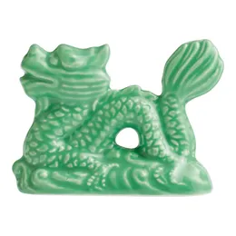 Set di 2 poggia bacchette figurali con drago in ceramica verde