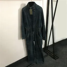 Designer denim jumpsuit för kvinnor klassisk vintage bodysuit jeans flicka high street rompers kläder