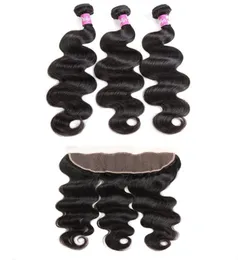 Dilys Body Wave Hair Bundles With Ear to Ear Hair Closure Brazilian Peruvian Human Hair Extensions Natural Color 828 inches1651872
