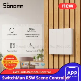 제어 Sonoff R5W 장면 컨트롤러 배터리가있는 배터리 6key 프리웨어링 Ewelinkremote Control Works Sonoff M5/ Minir3/ Minir4