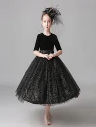 Tatlı siyah tullevelvet mücevher çay kız039s yarışmacı elbiseler çiçek kız elbiseler prenses parti elbiseleri çocuk etek özel yapılmış 1019242