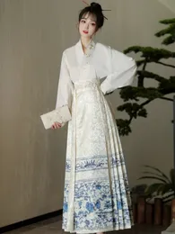 Оригинальная китайская юбка Hanfu с изображением лошадиного лица, женская традиционная вышитая юбка династии Мин, осень 240220
