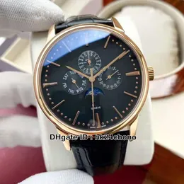 High Quality Patrimony 43175 000R-B343 Automatic Mens Watch Rose Gold Case 42mm Moon Phase Date Multifunction Gents Watches Black 2858