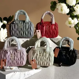 luxury bowling bag designer shoulder bags fashion pleated handbag ladies underarm solid color crossbody Bag purse wallet