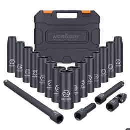 Handverktyg 20st 1/2 Drive Metric Impact Socket Set Deep Wrench for Air Pneumatic Repair Drop Delivery Mobiles Motorcyklar Fordon DHA4Z