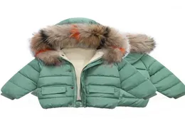 Jackets Boys Baby Girls Coat Children Thick Coats Long Sleeve Hooded Fur Collar Girl039s Warm Jacket Winter Outerwear Cartoon F4067255