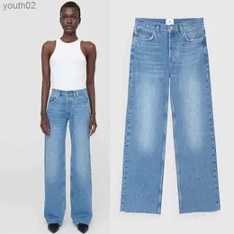 Jeans femininos mulheres bing hugh designer jeans mulheres lavadas cintura alta anines calças largas x0909 atacado marca high-end 240304