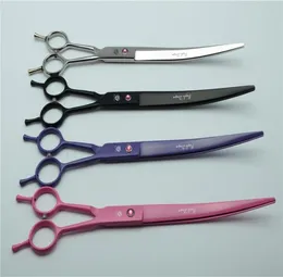 Hela kurvsaxen 657 9039039 24cm Brand Purple Dragon Hairdressing Scissors With Bag 440C Dogs Cats Pets Cutting S8298203