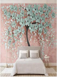 wdbh 3d 벽지 커스텀 PO 벽화 유럽 미니멀리스트 나무 꽃 배경 벽 그림 홈 장식 거실 벽지 4309024