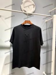 Xinxinbuy Men designer tee t shirt 2024 emboss brev paris mönster kort ärm bomull kvinnor blå svart röd xs-2xl