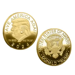 2024 COIN TRUMP CRAFT التذكاري الجولة Save America مرة أخرى شارة المعادن الذهب Sier