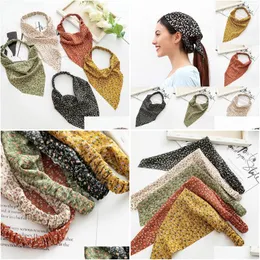 Other Home Garden Printting Good Designs Adt Hair Scarf Scrunchies Vintage Triangle Hairband Headband Without Clips Elastic Bands Dh5Yh