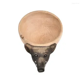 텀블러 크리에이티브 쿠크 사무 고무 나무 워터 컵 손 조각 된 동물 머리 수제 예술 작품 야외 캠핑 홈 사용