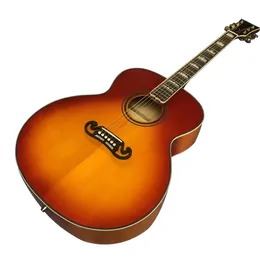 Guitarra vermelha cereja com seção de madeira maciça série J200 de 43 "com caixa