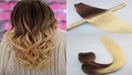 Human Hair Weave Ombre Dye Color Brazilian Virgin Hair Bundle Extensions two Tine 4Brown to 613 Blonde3062058