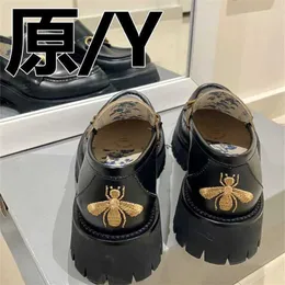 32% OFF Sports 2024 High edition source standard g Carrefour womens new muffin thick soled horse Title buckle bee single British small leather shoes