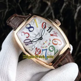 Neue Crazy Hours 8880 CH 5NE Color Dreams Automatik-Herrenuhr mit weißem Zifferblatt, Roségoldgehäuse, Lederarmband, Herren-Sportuhren236S