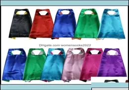 Theme Costume Costumes Cosplay Apparel 27 Inch Plain Superhero Capes For Kids Double Layer Satin Dress Up Super Hero 11 Color Matc6459697